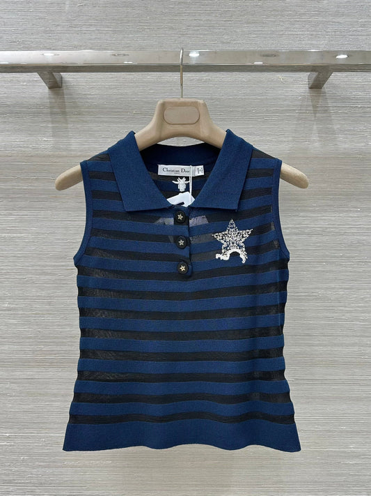 D*r knitted sleeveless polo shirt