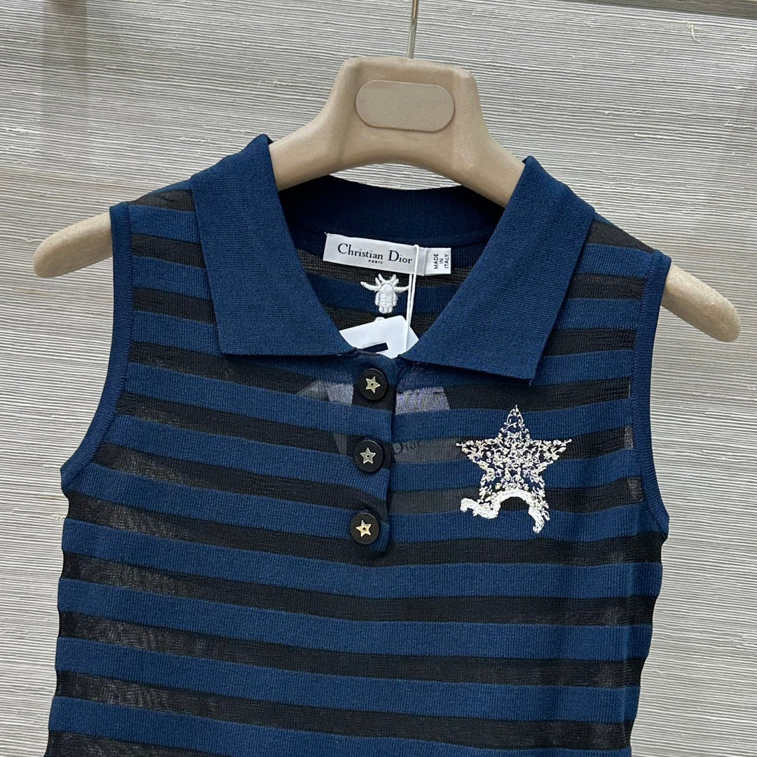 D*r knitted sleeveless polo shirt