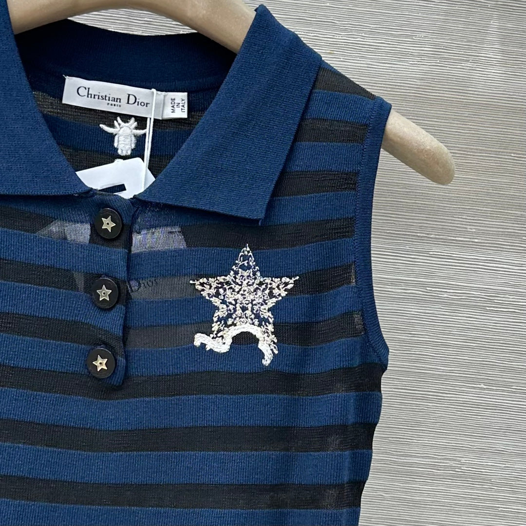 D*r knitted sleeveless polo shirt