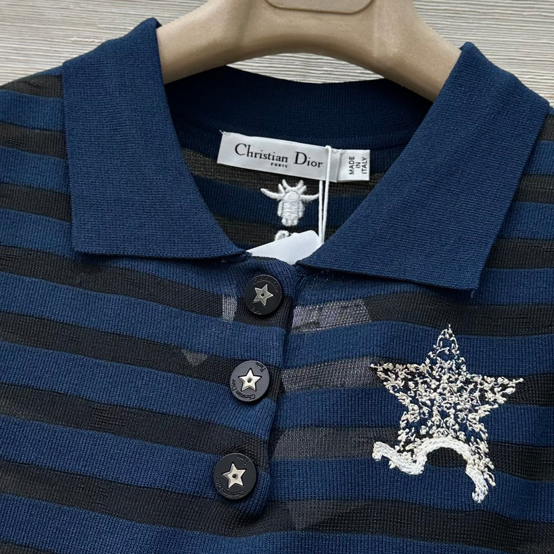 D*r knitted sleeveless polo shirt