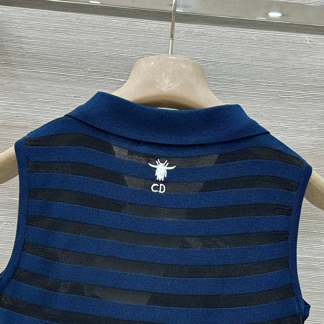 D*r knitted sleeveless polo shirt