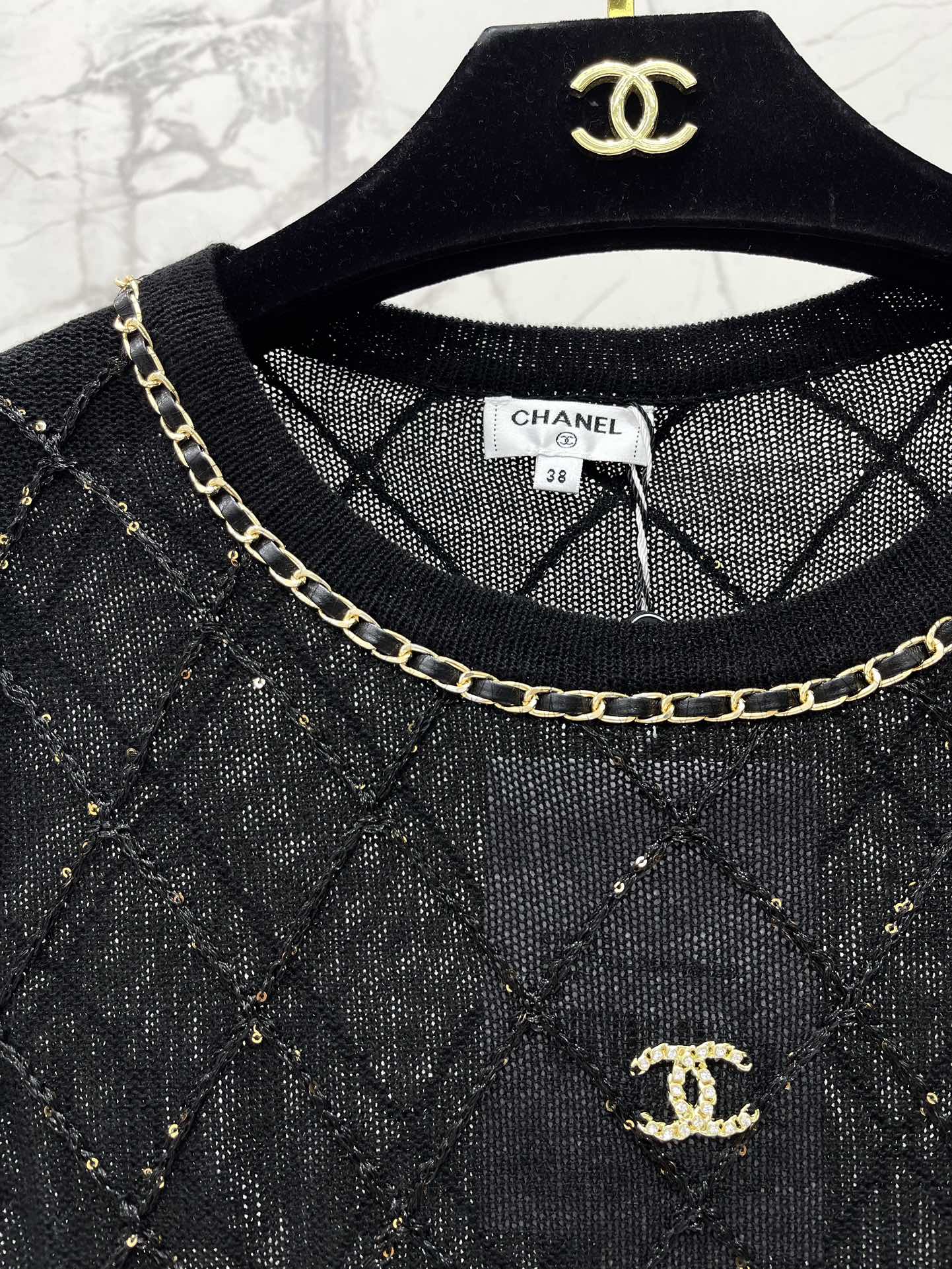 C*nel 25ss chain neck knit t-shirt