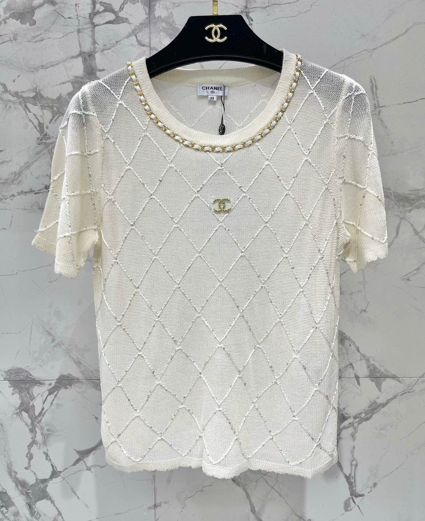 C*nel 25ss chain neck knit t-shirt