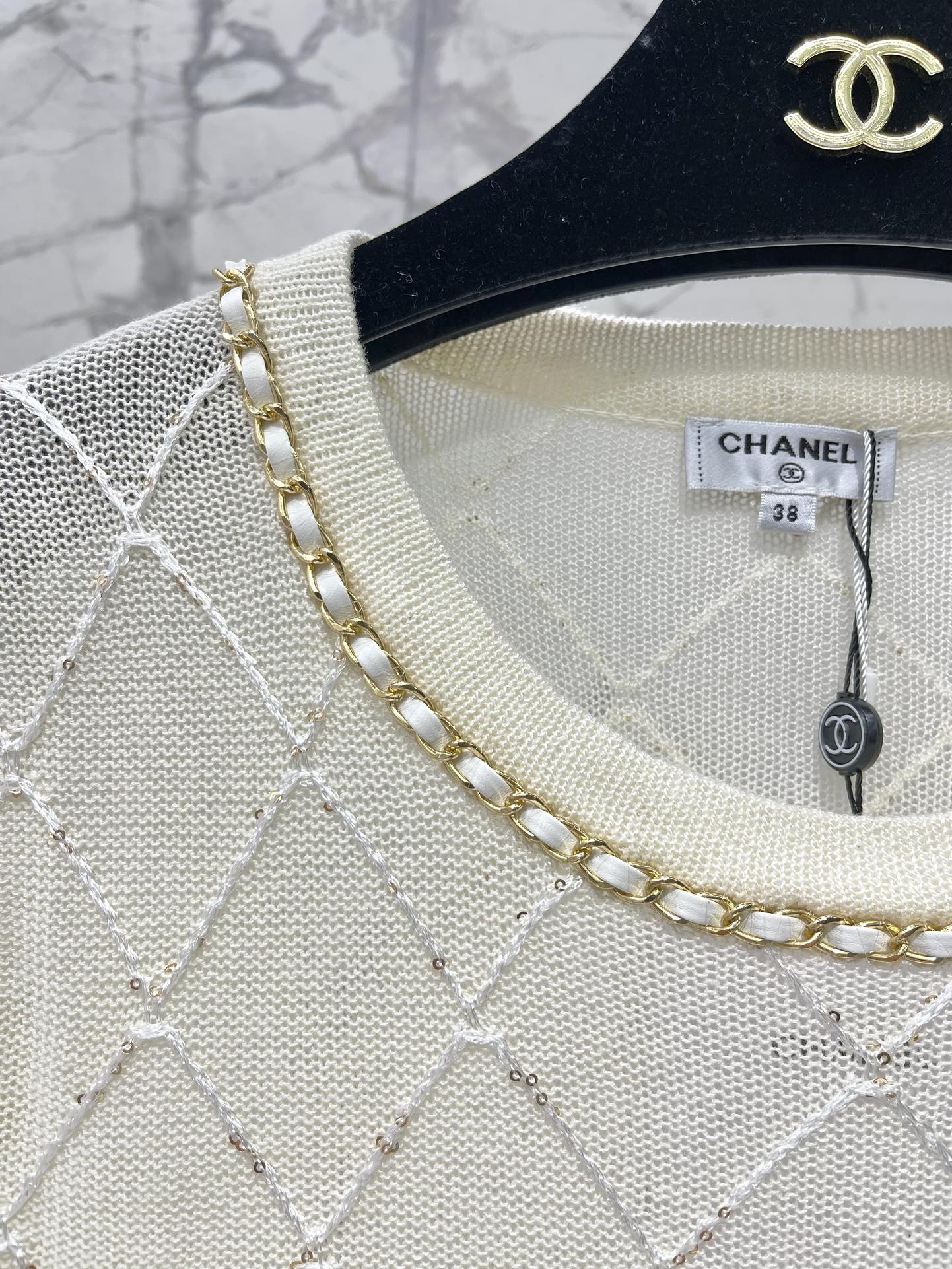 C*nel 25ss chain neck knit t-shirt