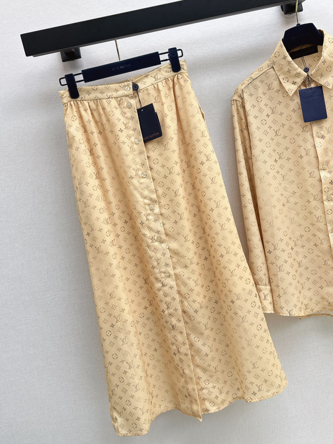 Loui* 25ss washed monogram maxi skirts