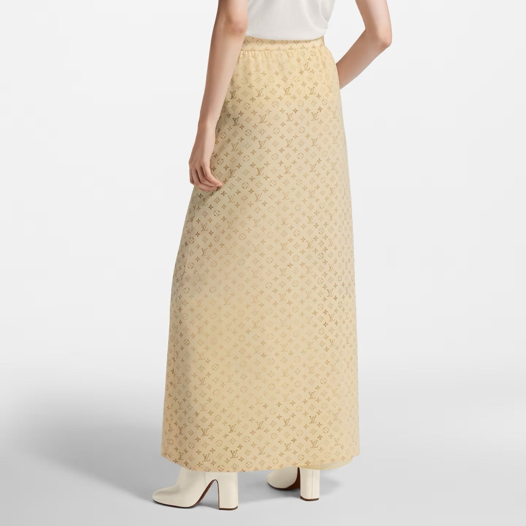 Loui* 25ss washed monogram maxi skirts