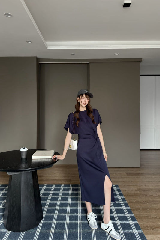 Cel* 25ss cotton pleated dress