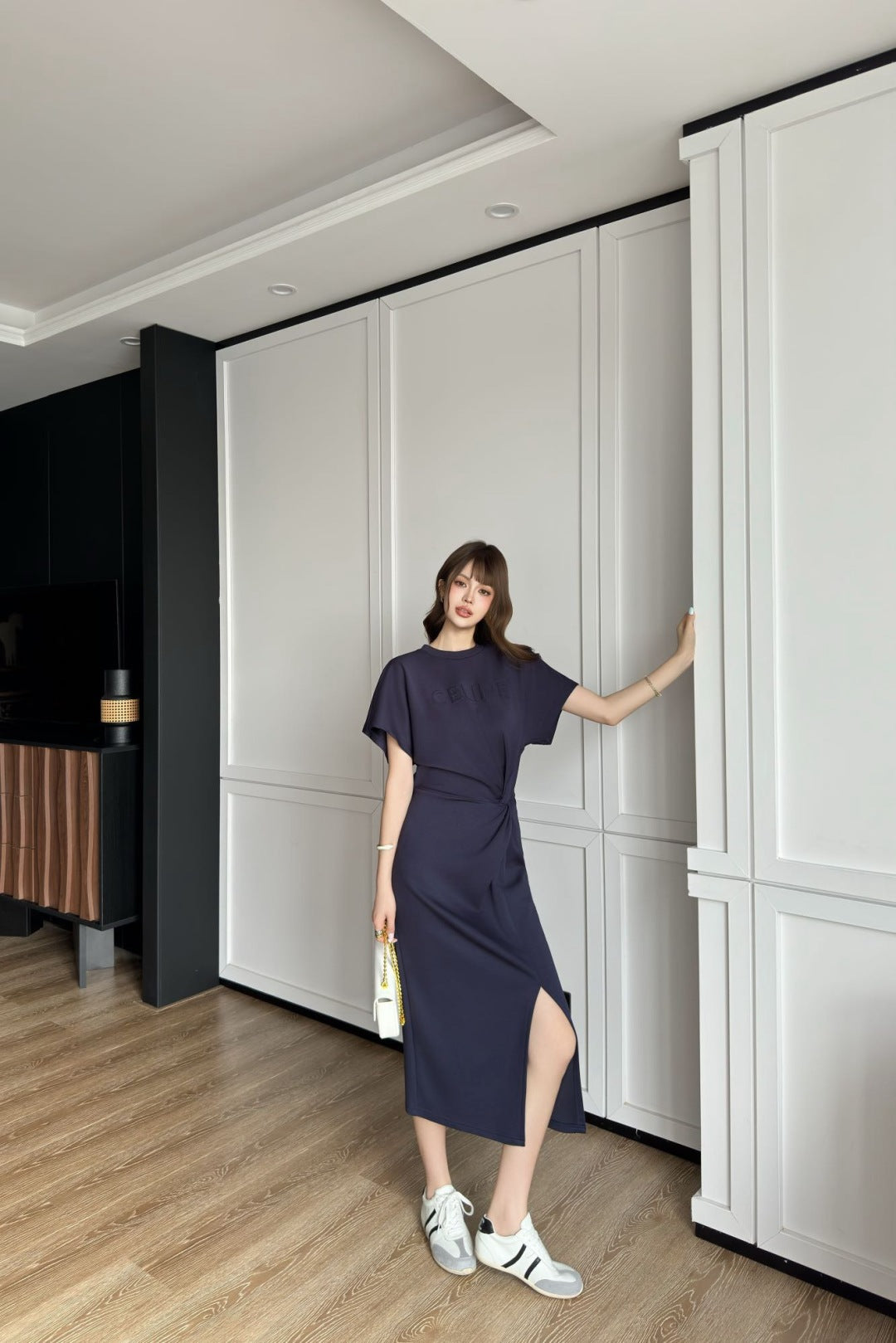 Cel* 25ss cotton pleated dress