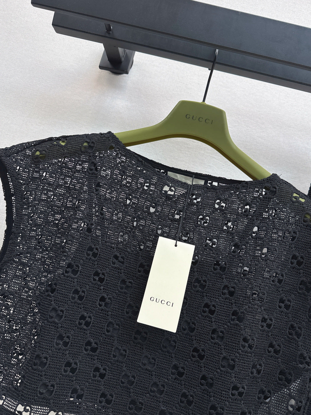 Gu* 25ss GG macrame top and skirt set