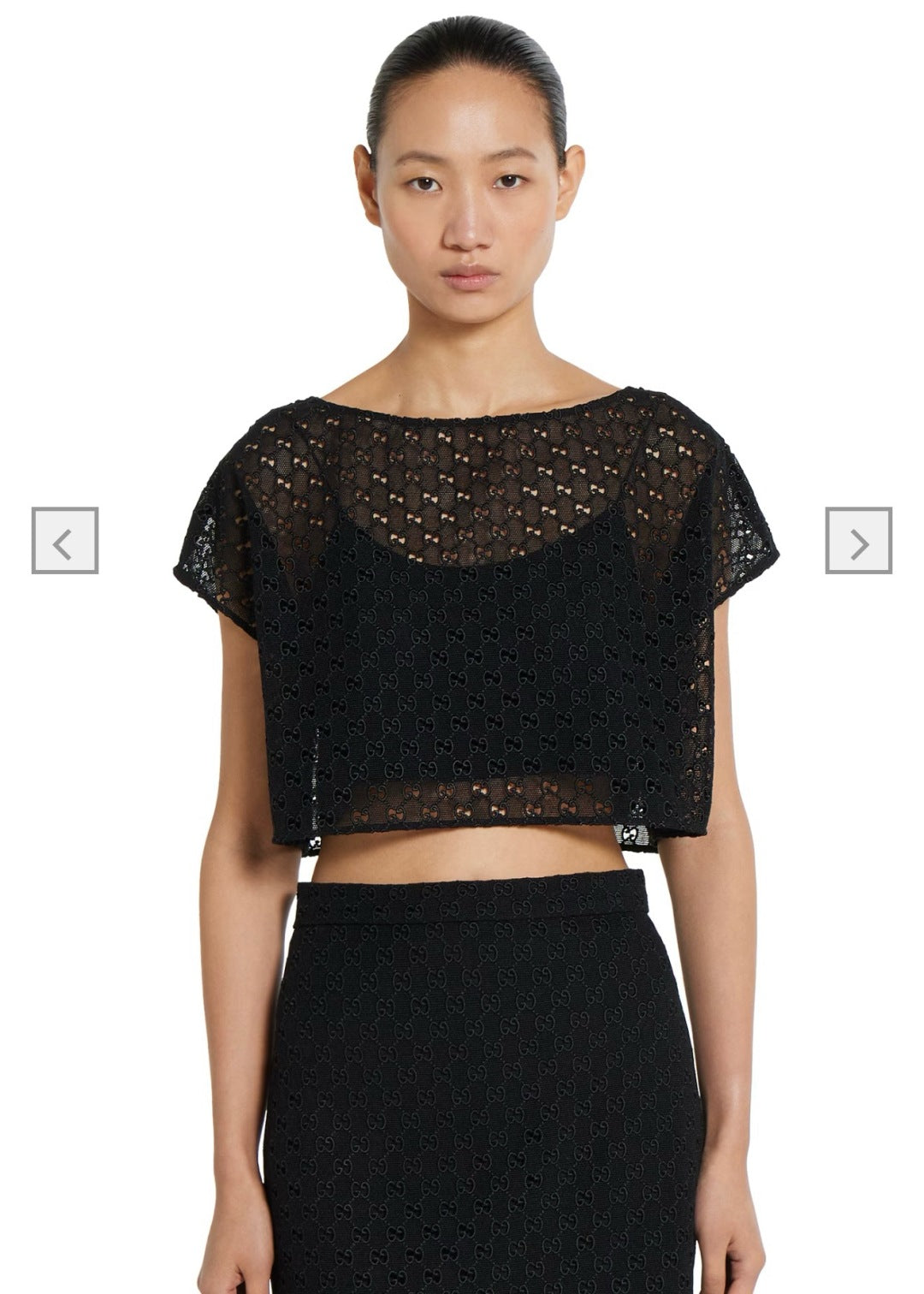 Gu* 25ss GG macrame top and skirt set