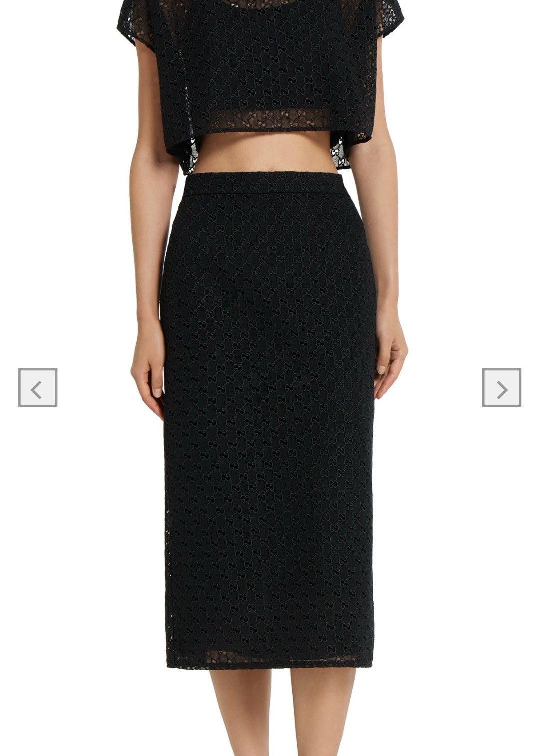 Gu* 25ss GG macrame top and skirt set