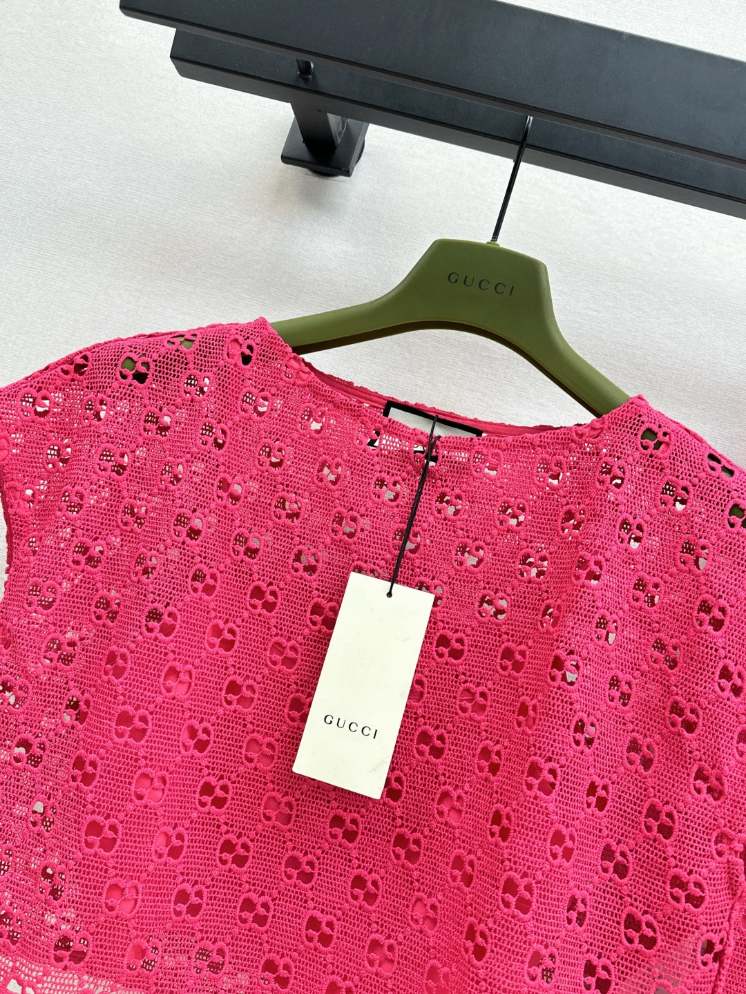 Gu* 25ss GG macrame top and skirt set