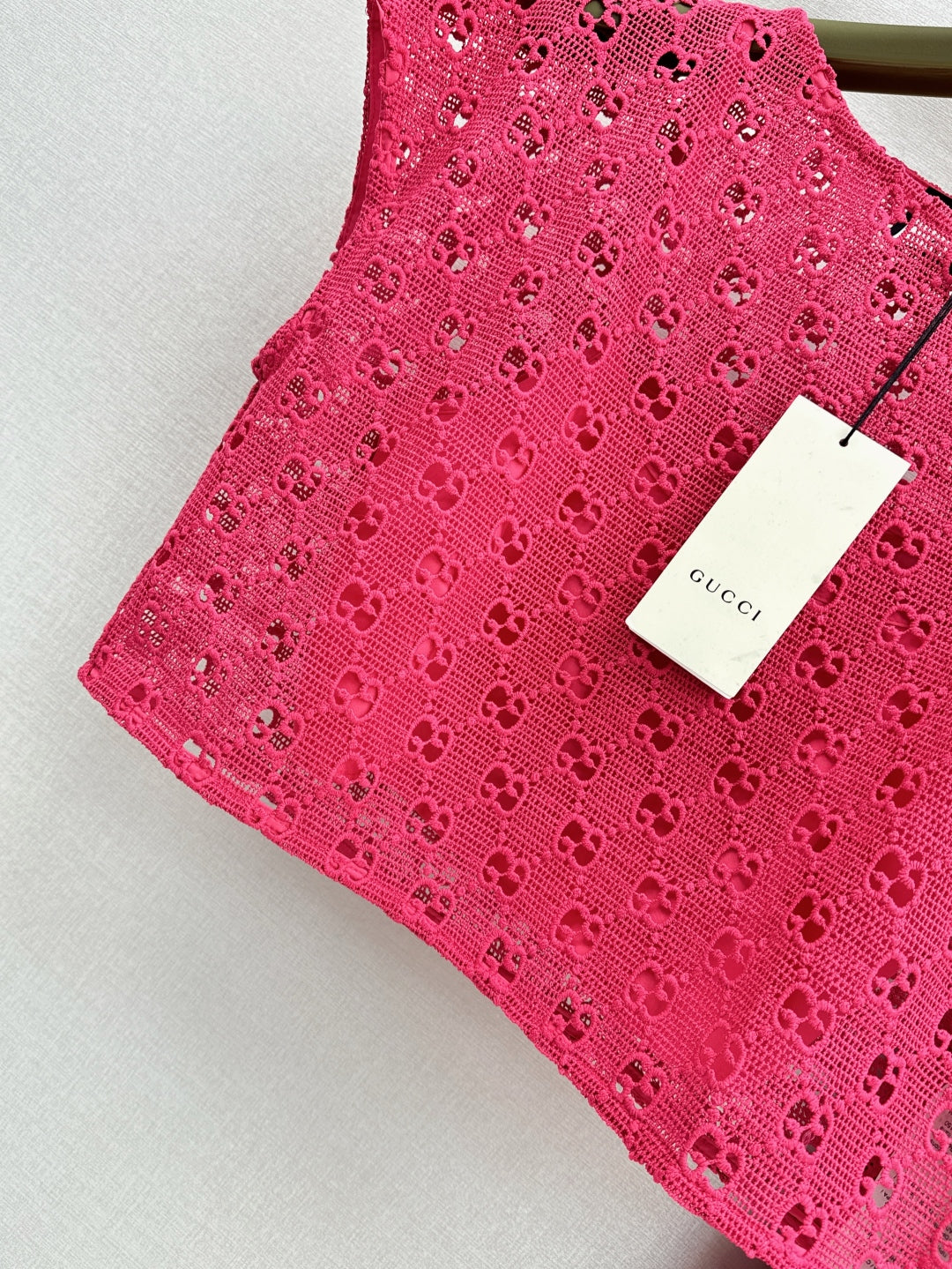 Gu* 25ss GG macrame top and skirt set