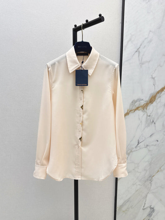 Loui* golden monogram flower accent shirt