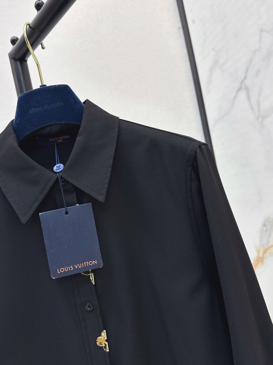 Loui* golden monogram flower accent shirt