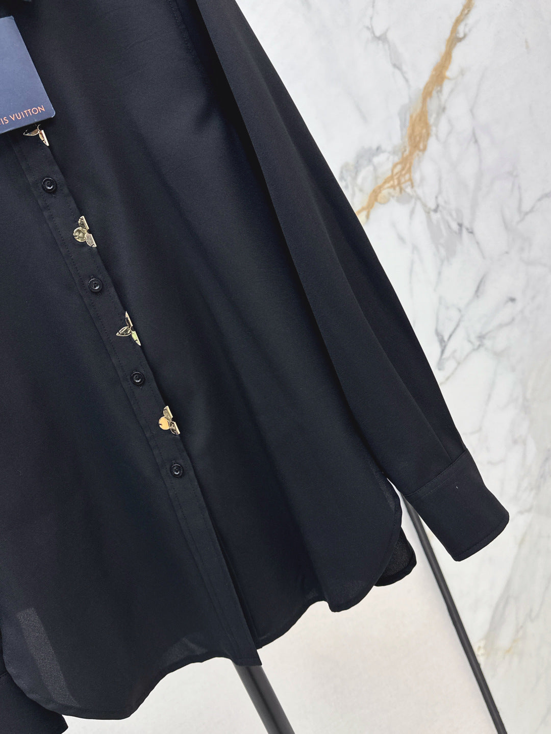 Loui* golden monogram flower accent shirt