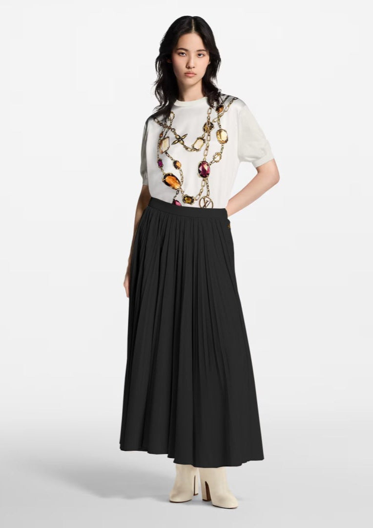 Loui* golden monogram flower accent skirt