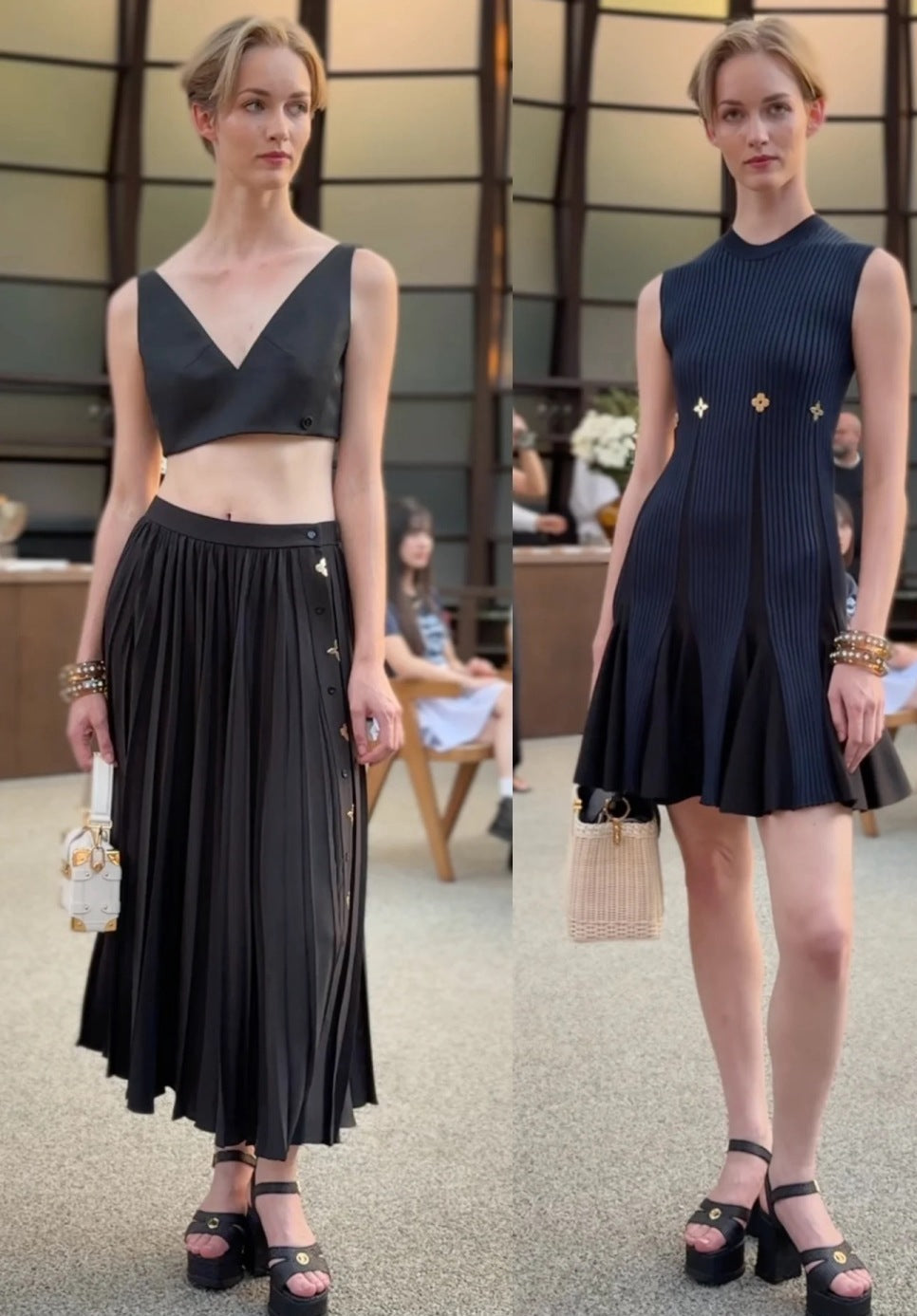 Loui* golden monogram flower accent skirt