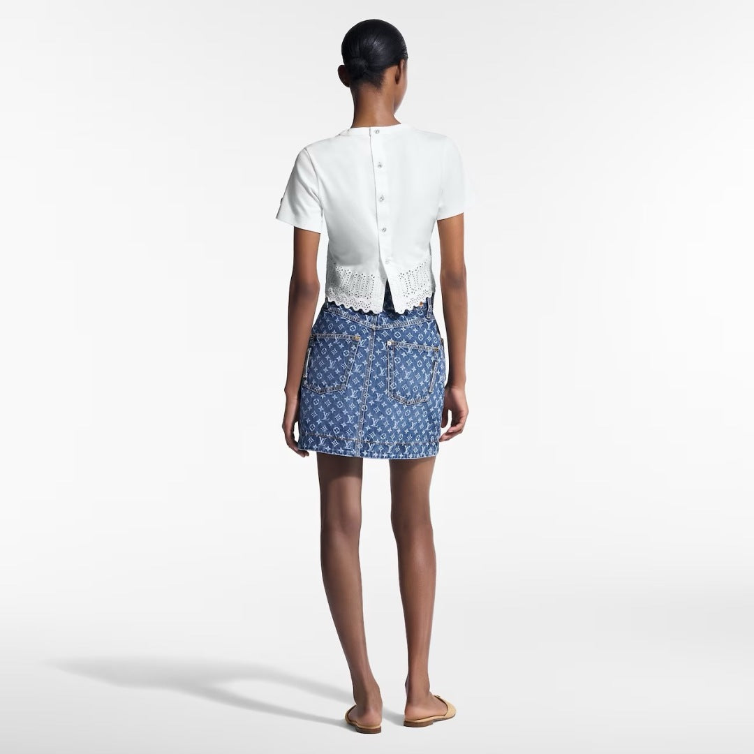 Loui* 25ss monogram denim mini skirt