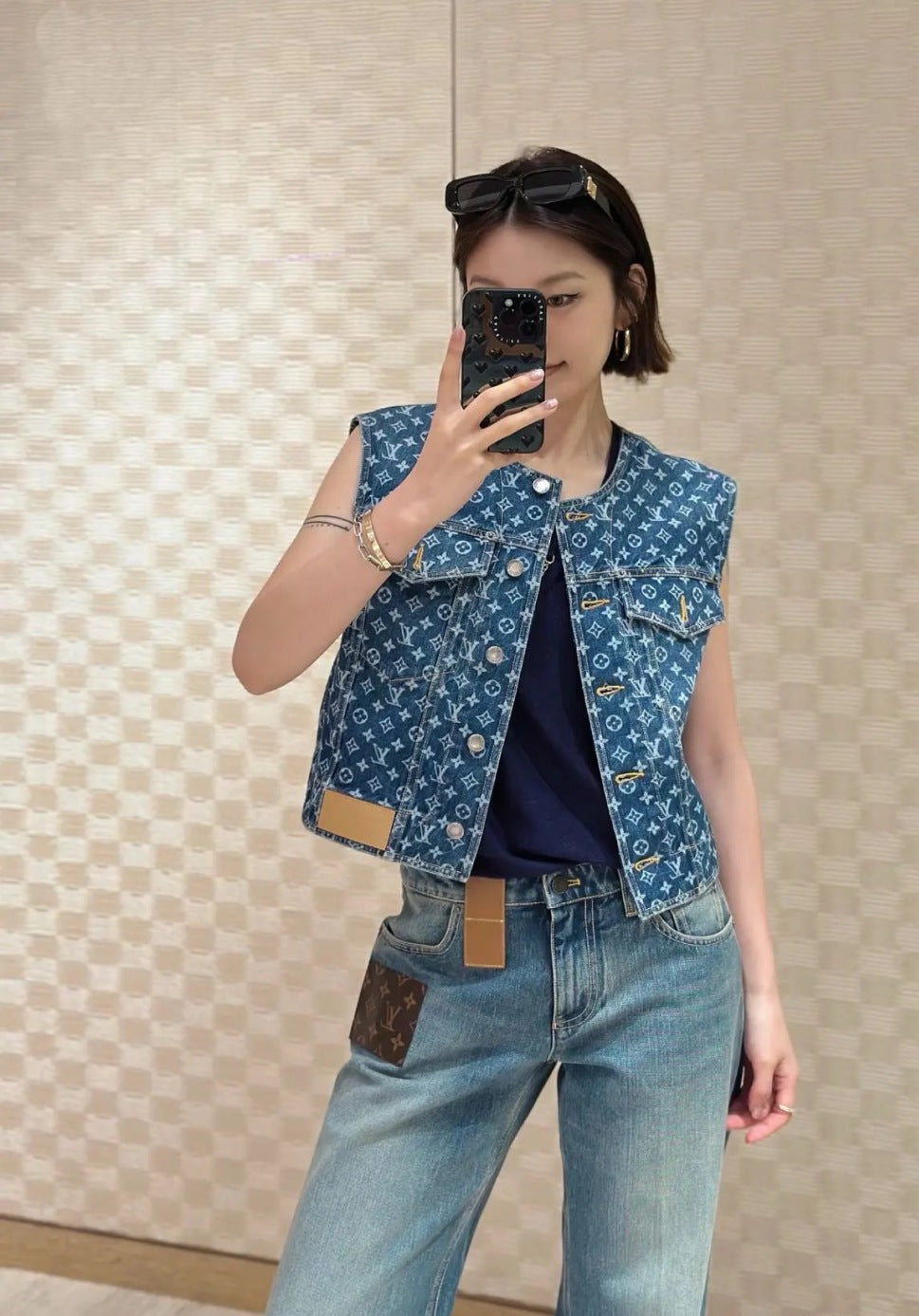 Loui* 25ss monogram sleeveless denim jacket