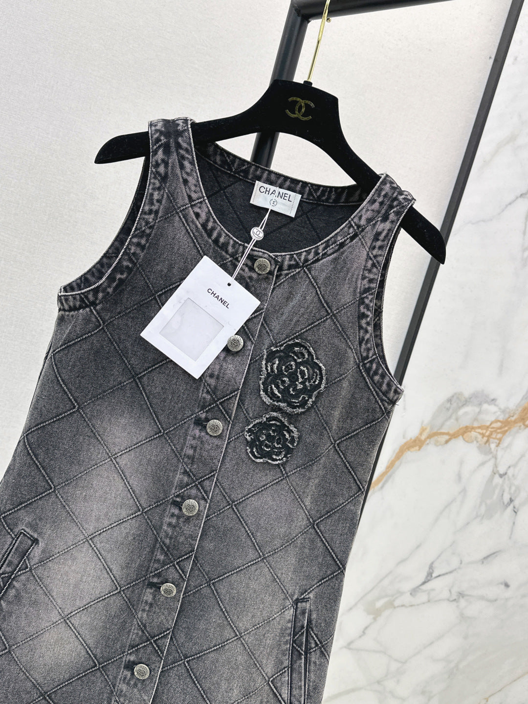 C*nel 25ss embroidered diamond denim dress