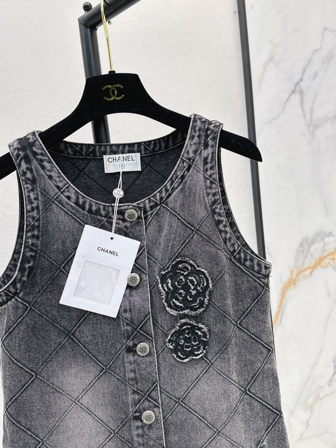 C*nel 25ss embroidered diamond denim dress