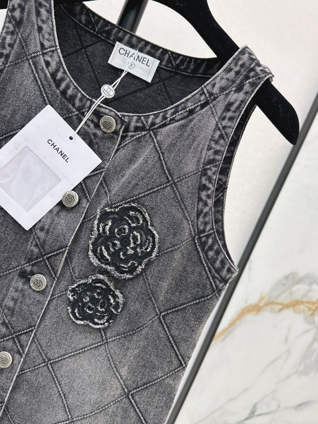 C*nel 25ss embroidered diamond denim dress