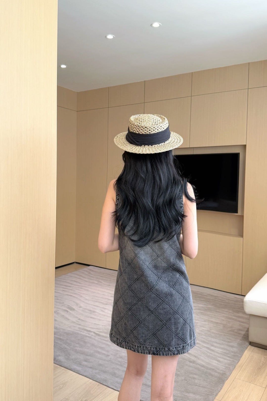 C*nel 25ss embroidered diamond denim dress