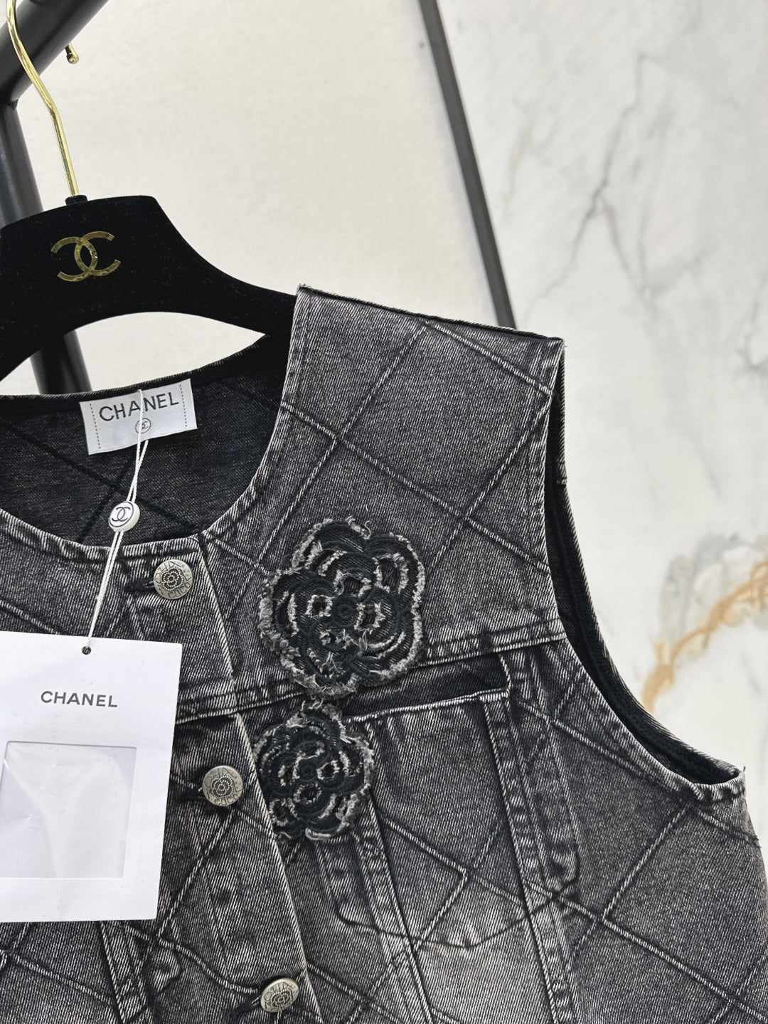 C*nel 25ss embroidered diamond denim jacket