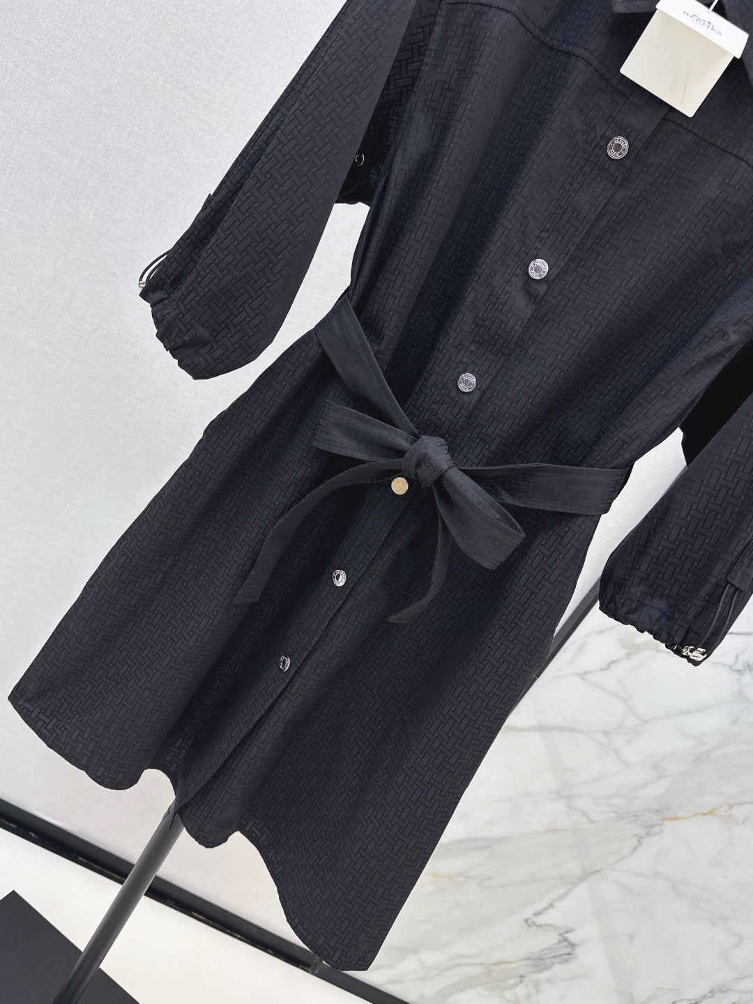 Herm* 25ss motif jacquard cotton shirt dress