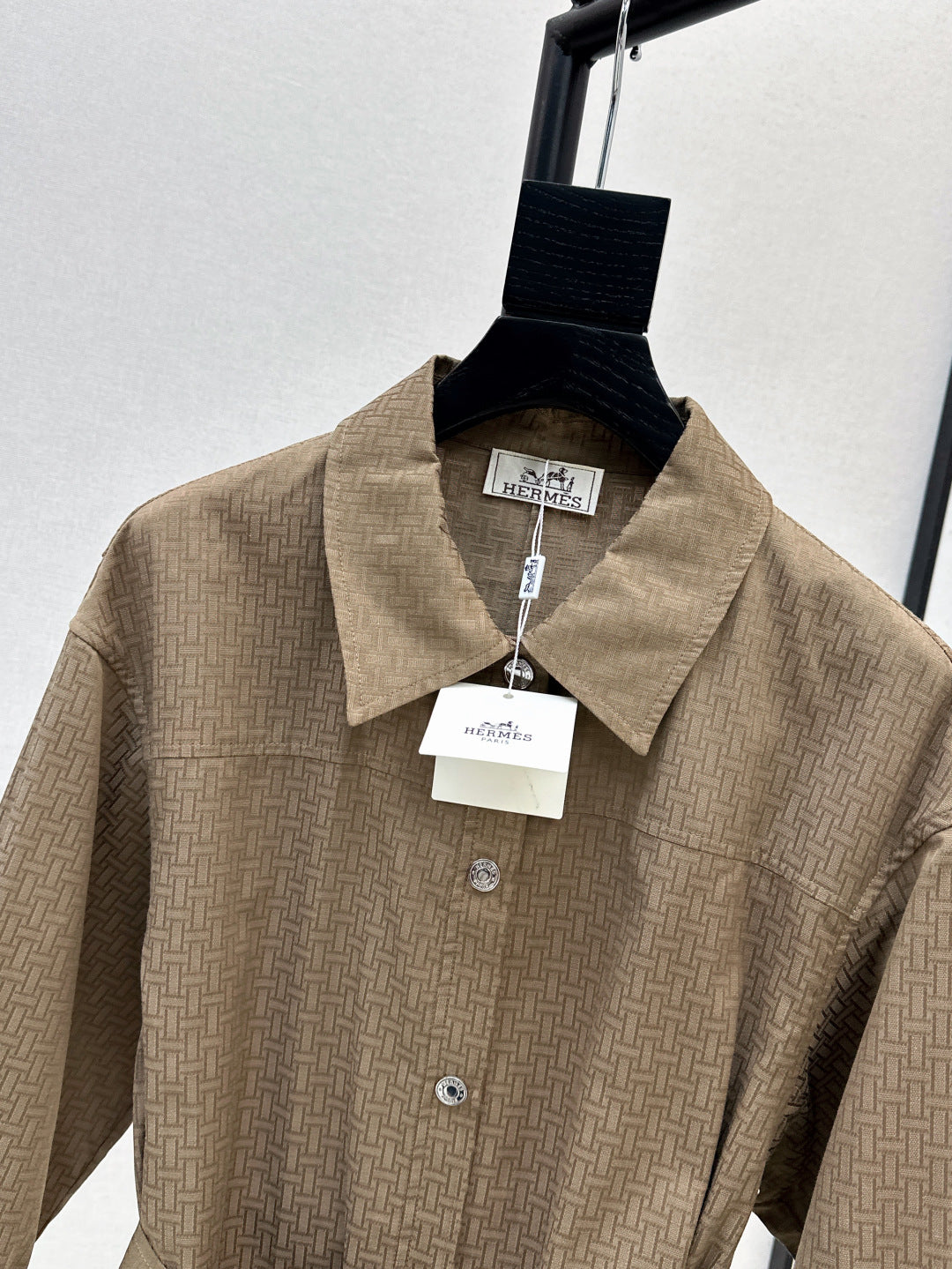 Herm* 25ss motif jacquard cotton shirt dress