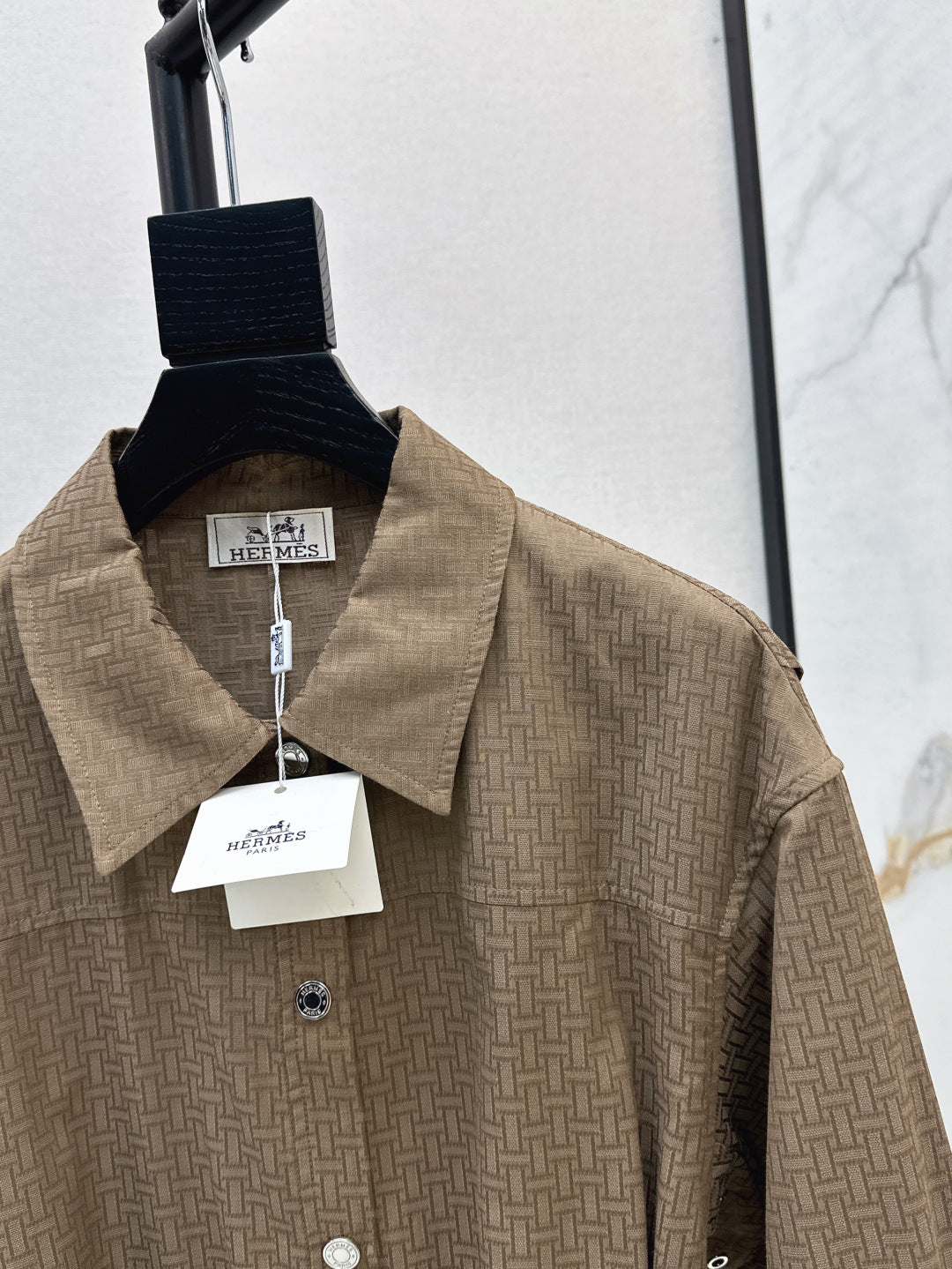 Herm* 25ss motif jacquard cotton shirt dress