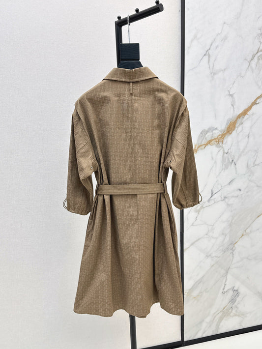 Herm* 25ss motif jacquard cotton shirt dress