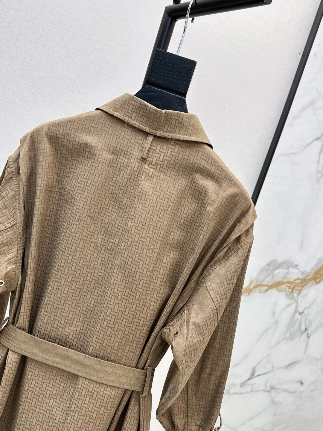 Herm* 25ss motif jacquard cotton shirt dress