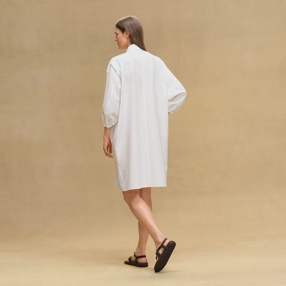 Herm* 25ss motif jacquard cotton shirt dress