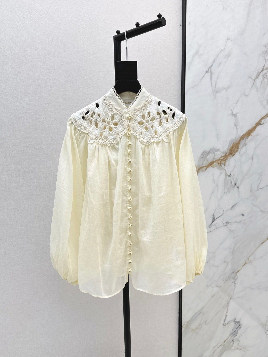 Zim* 25ss embroidered macrame shirt