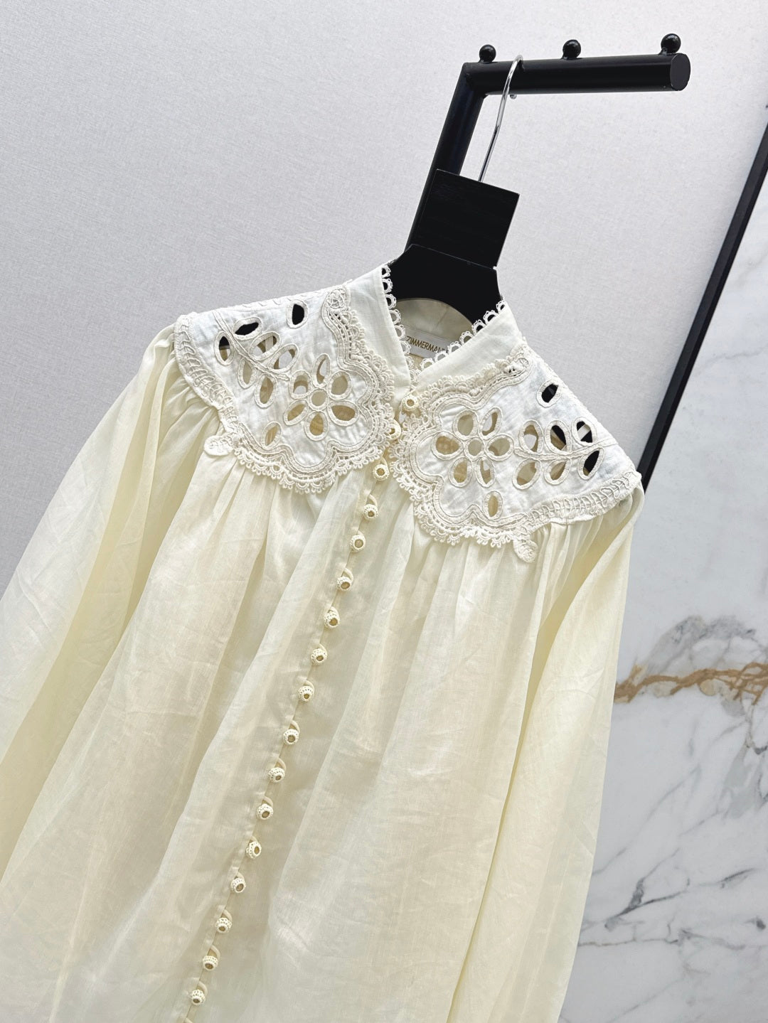 Zim* 25ss embroidered macrame shirt