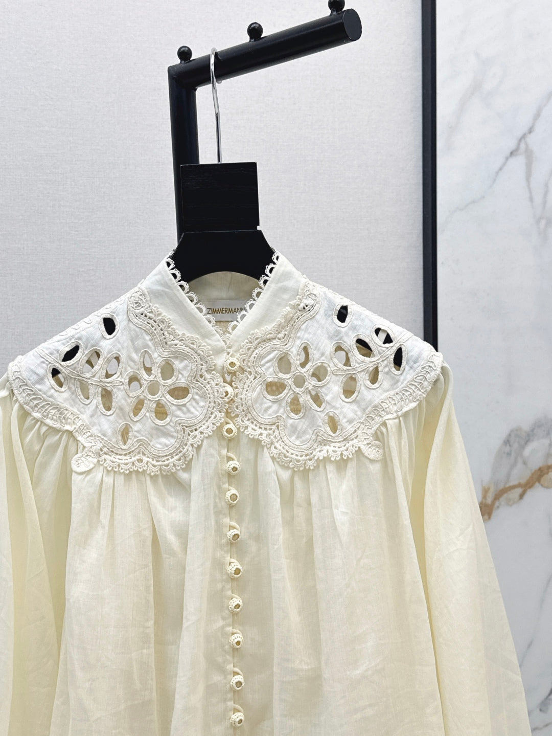 Zim* 25ss embroidered macrame shirt