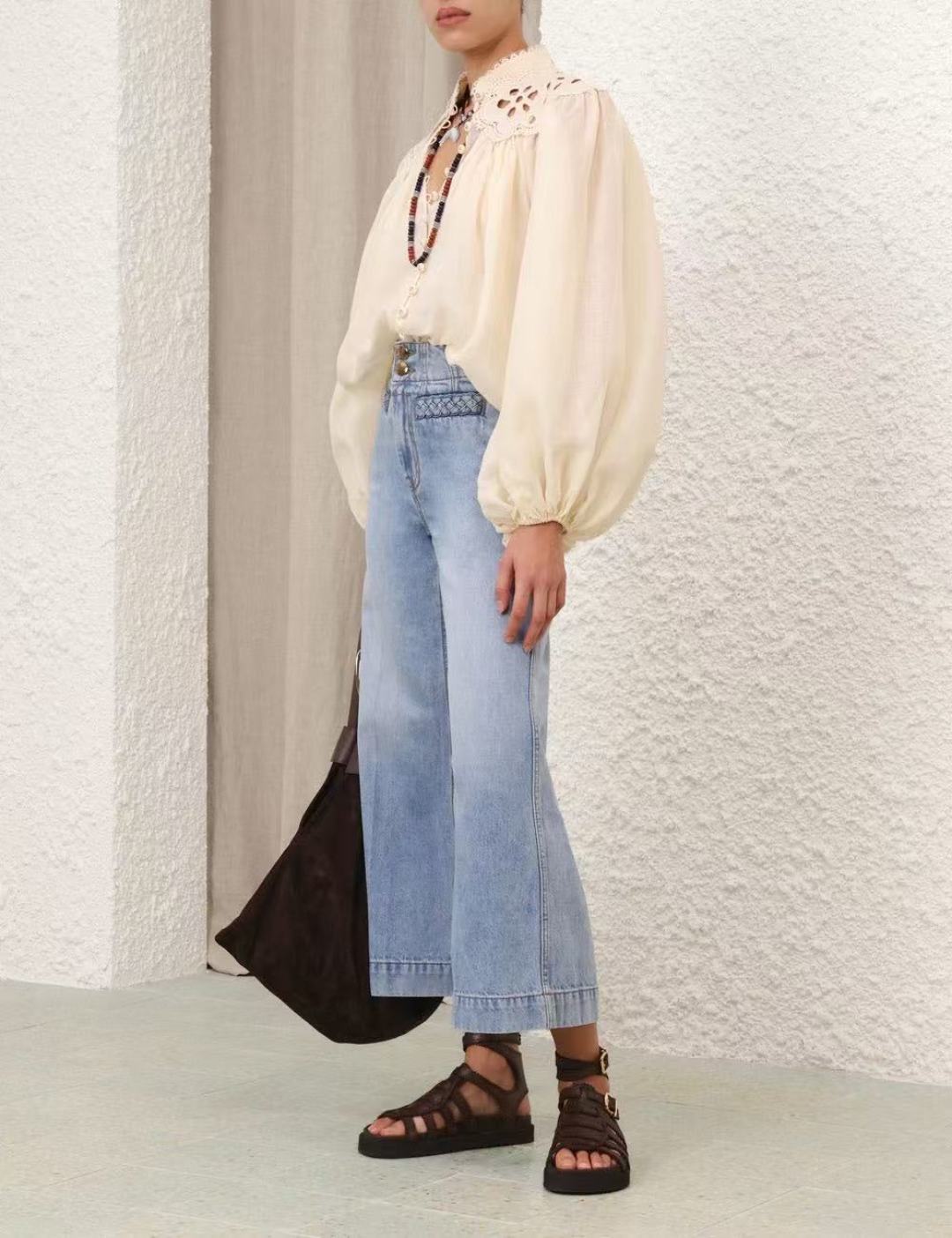 Zim* 25ss embroidered macrame shirt