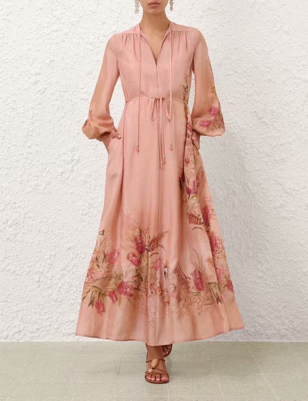 Zim* 25ss print silk long dress