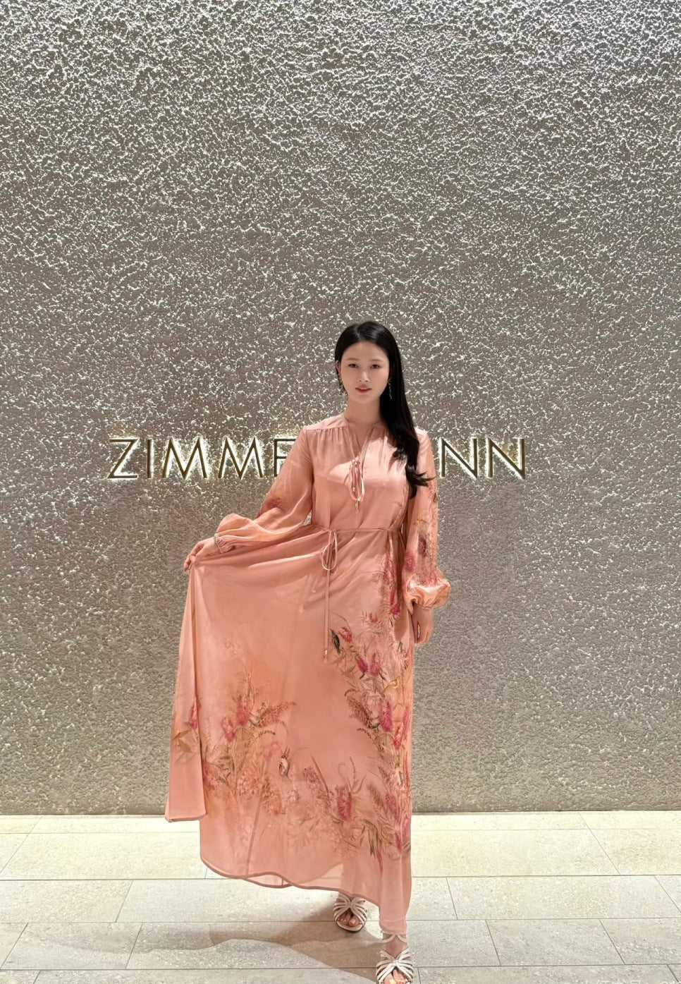 Zim* 25ss print silk long dress