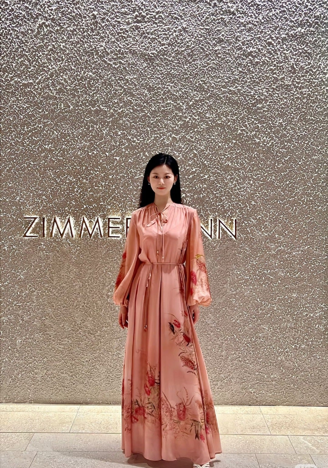 Zim* 25ss print silk long dress
