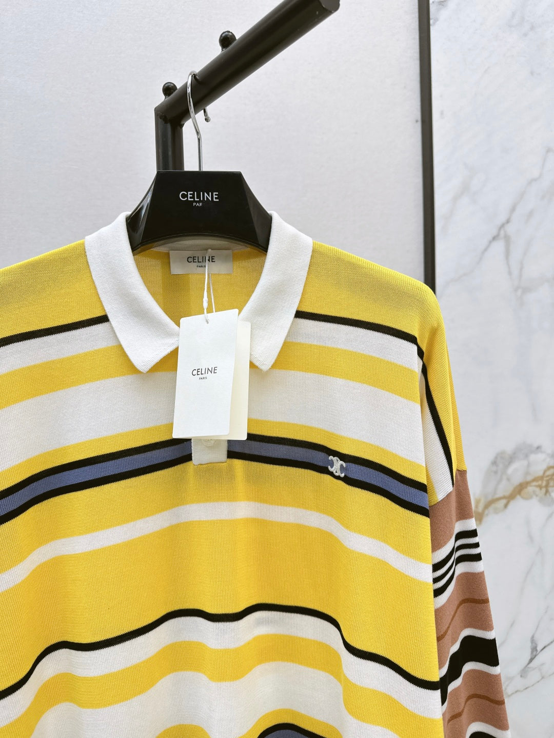 Cel* 25ss striped knit poloshirt