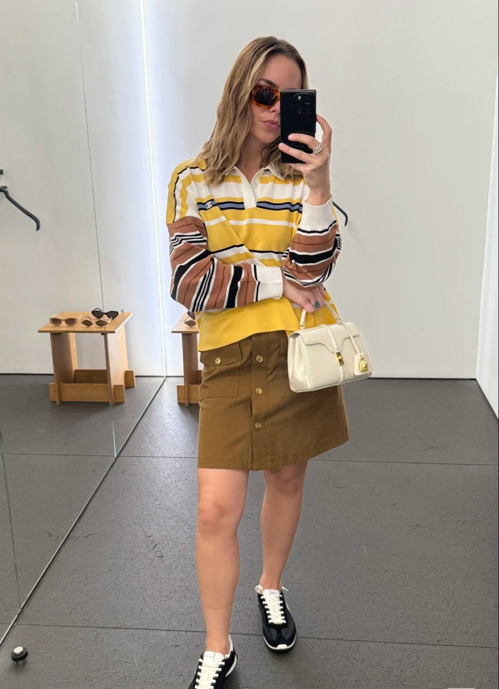 Cel* 25ss striped knit poloshirt