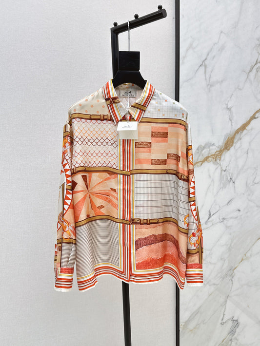 Herm* 25ss printed silk shirt