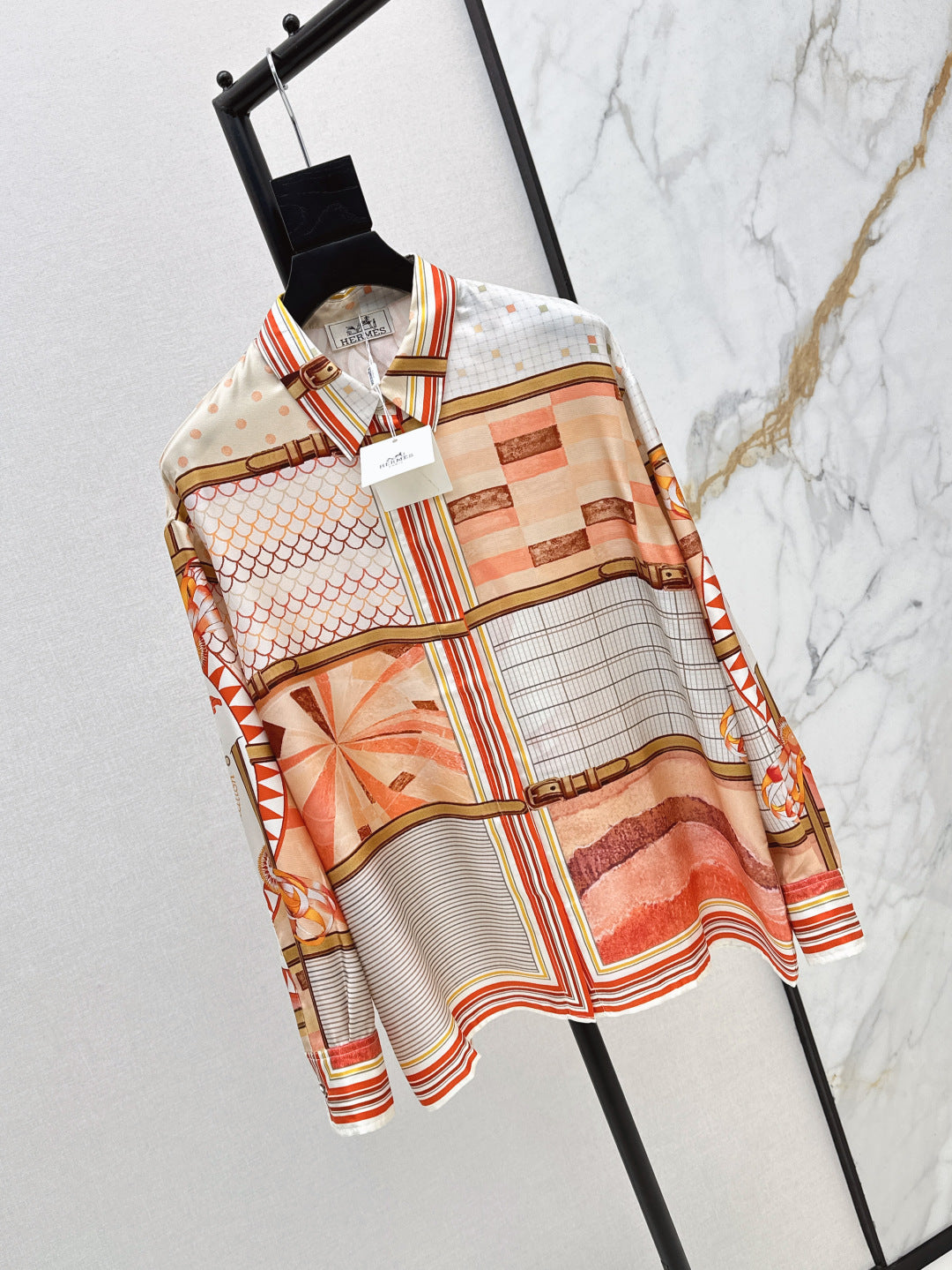 Herm* 25ss printed silk shirt