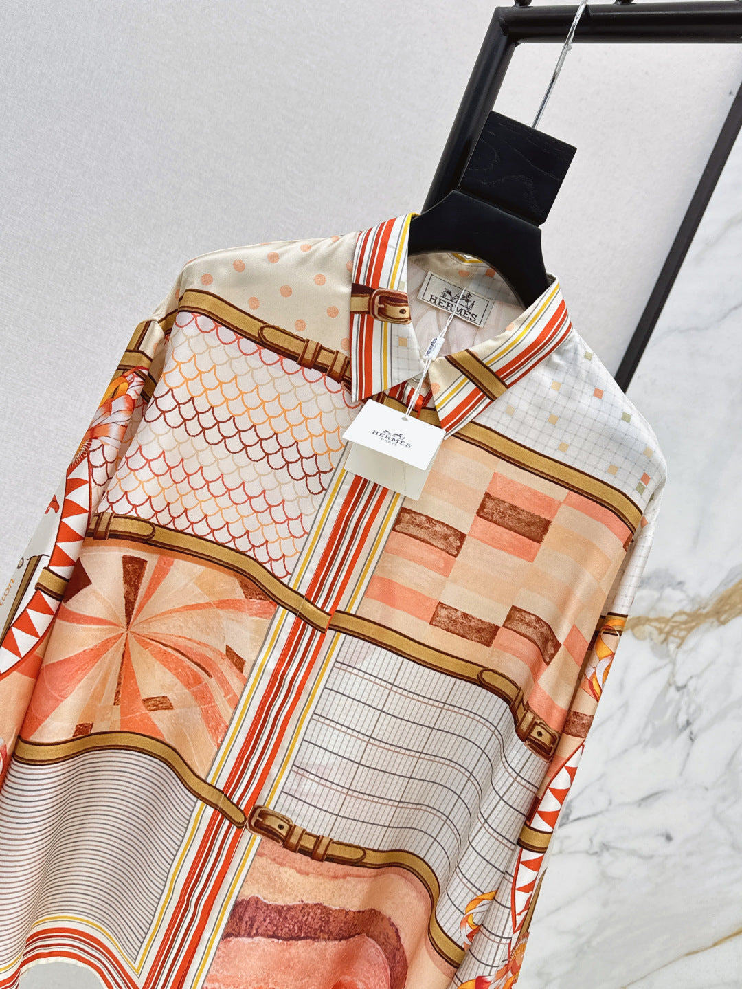 Herm* 25ss printed silk shirt