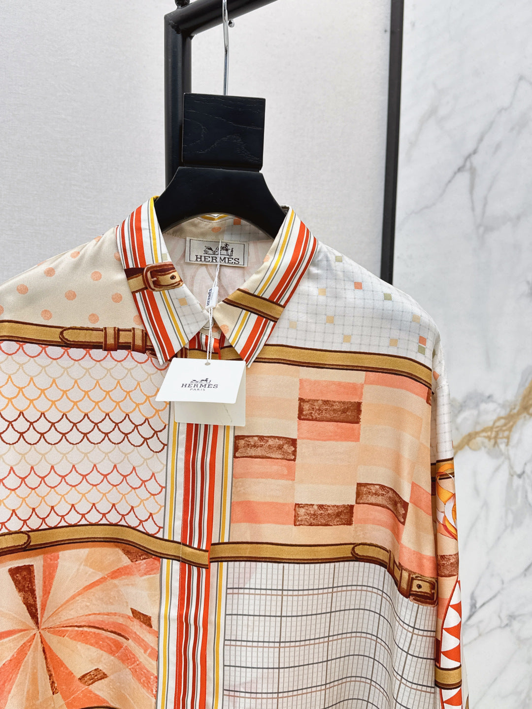 Herm* 25ss printed silk shirt