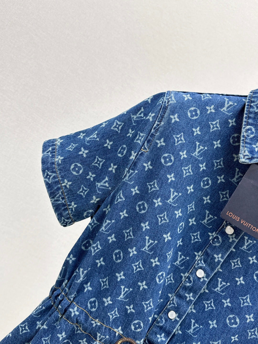 Loui* 25ss monogram denim short-sleeve dress