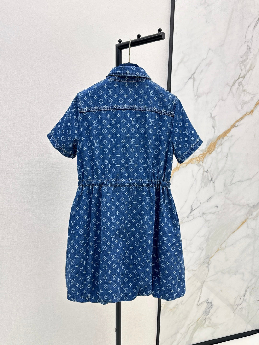 Loui* 25ss monogram denim short-sleeve dress